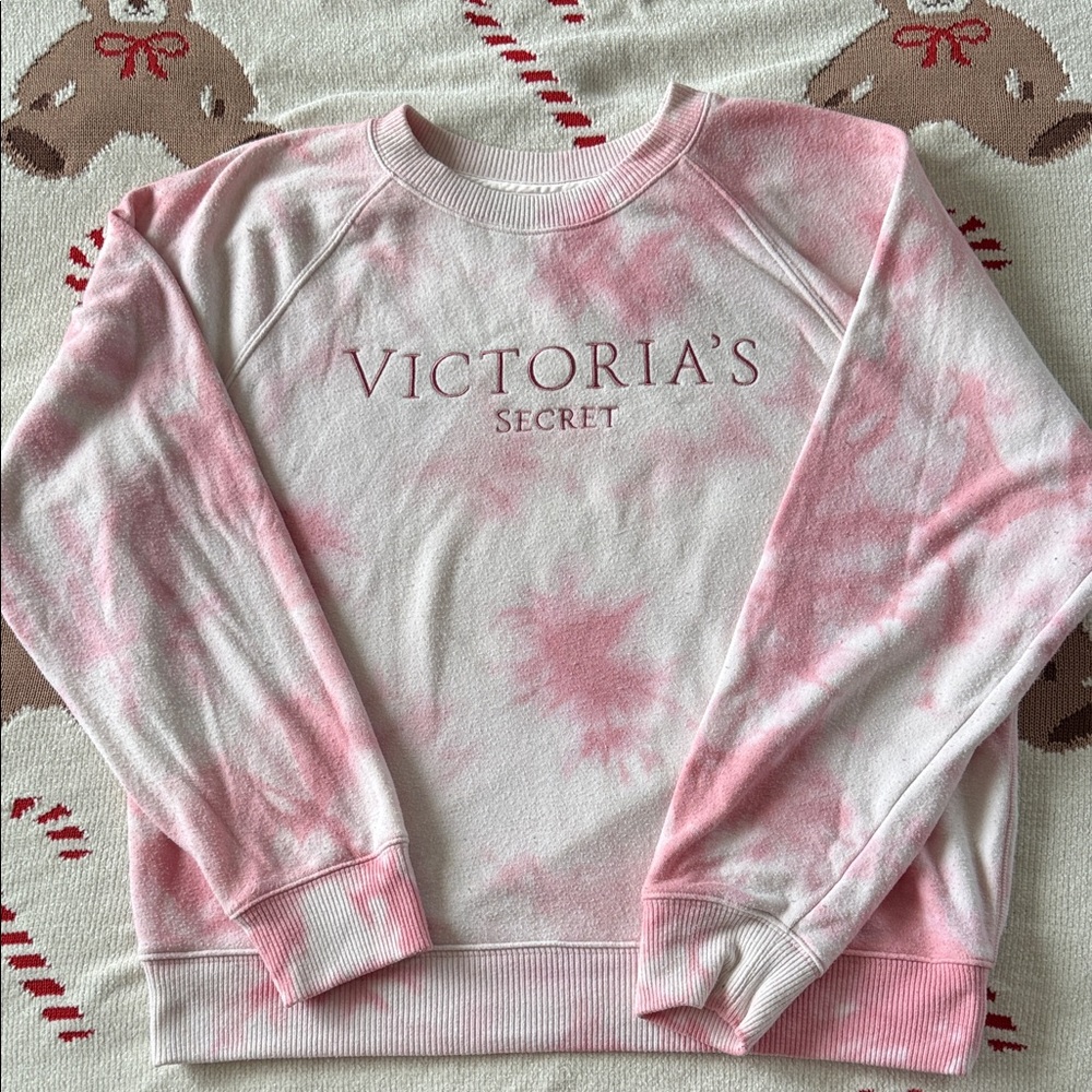 Victoria's Secret Pink and White Tie-Dye Sweatshirt